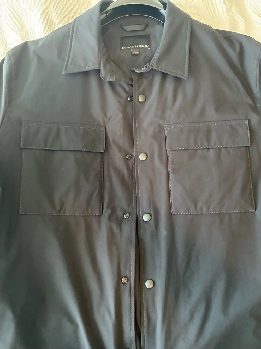 Men’s Size L Banana Republic Black Lightweight Insulated Shirt Jacket